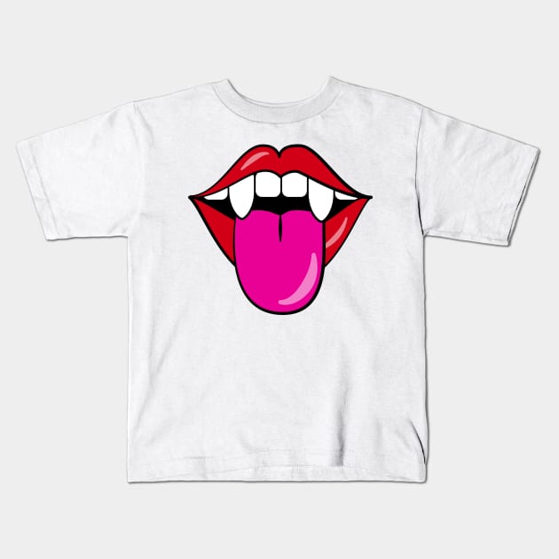 Cute Vampire - Playful Fangs and Tongue Kids T-Shirt by thejamestaylor